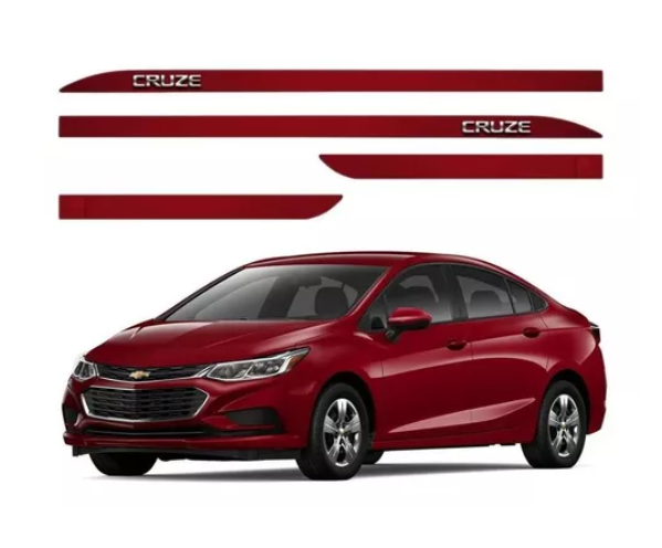 Jogo de Frisos Laterais Chevrolet Cruze - Vermelho Glory - Original - 98550899