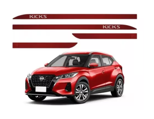 Jogo de Frisos Laterais - Nissan Kicks Vermelho Malbec